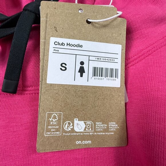 On Women's Club Hoodie Pink Sz S NWT Athleisure Athletic Fall Pull-Over - Picture 7 of 16